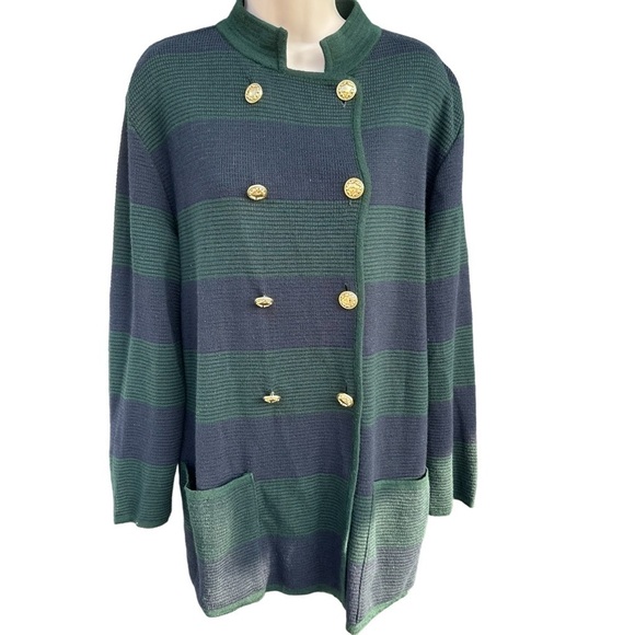 Brooks Brothers Vintage nautical striped wool sweater Swacket blazer peacoat sm - Picture 9 of 9